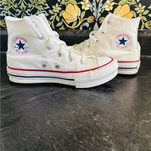 Converse Kids Cream/white high top unisex sz 1